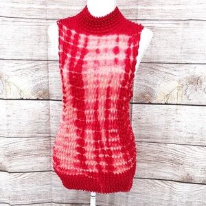 PS-3983 Red and White Sleeveless Popcorn Bubble Top Size OS